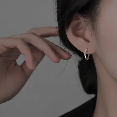 Women's 925 Sterling Silver Plain Hoop Earrings with Post