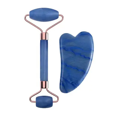 Grenzüberschreitender Lagerbestand Blauer Dongling-Jade-Roller Gua Sha Board Manueller Kugelmassagegerät Gesichts-Meridian-Massagegerät - 13