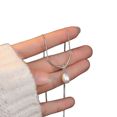 S999 sterling silver necklace women zircon collarbone chain