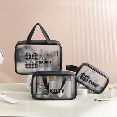 PVC-Kosmetiktasche 3-teilig, große Kapazität, wasserdicht