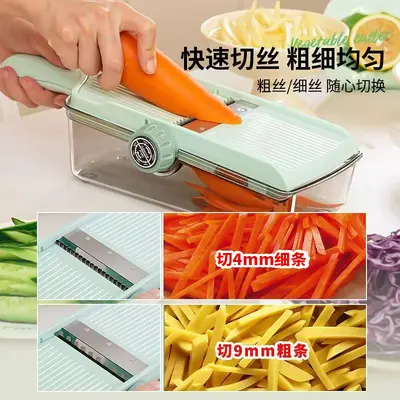 Potato slicer with adjustable grater and storage box