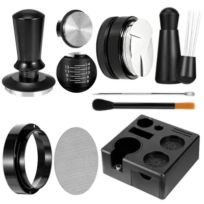 Kahve Aleti Seti, Ayarlanabilir Tamper, Dağıtıcı İğne ve Tablalı