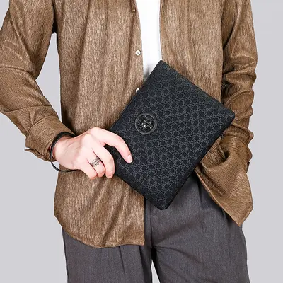 Herren-Clutch im Geflechtmuster mit Handyfach - 5