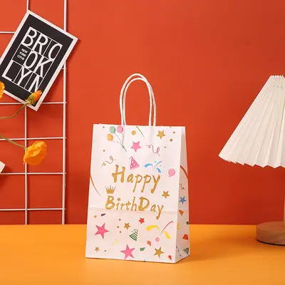 Kraft Paper Birthday Gift Bag Hand Bag