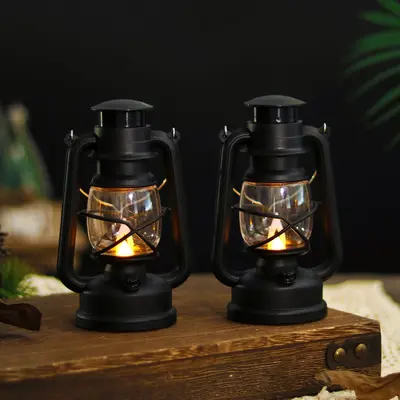 Minyatür dijital mum ışığı LED midilli ışık retro el çantası ışık kamp gazyağı lambası Noel atmosfer ışığı süsler
