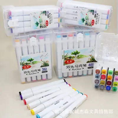 Chenyun 811 Serie Set mit 48 Farben, Dual-Tip-Marker und Aquarellstifte - 2