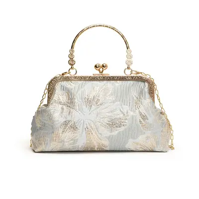 Embroidered Chinese Style Women's Handbag, Chain Flap Crossbody Bag - 7