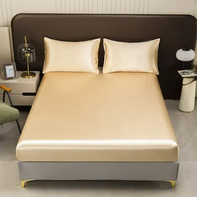 Satin Imitation Silk Bed Skirt, Cooling Satin Finish, Full-Wrap Mattress Protector - 11