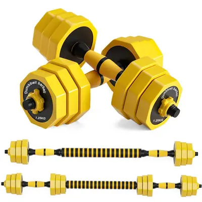 Kauçuk kaplı dökme demir dambıl erkek ev fitness ekipmanı ayarlanabilir ağırlık barbell çıkarılabilir kettlebell kombinasyon seti