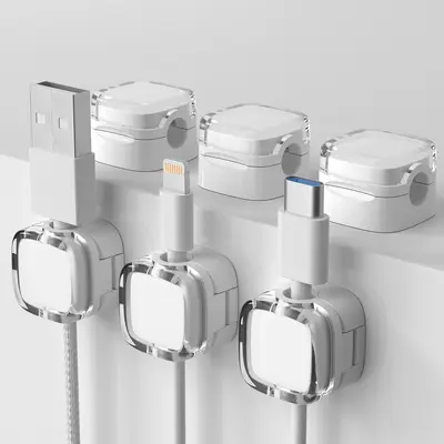 Magnetic Adhesive Cable Organizer and Cable Winder Clips - 7