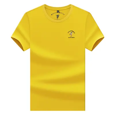 Pure Cotton Men's Round Neck Short Sleeve Embroidered T-Shirt - 8