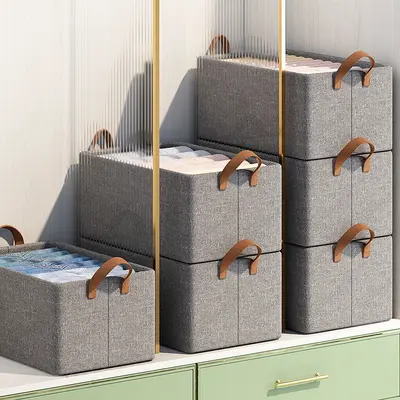 Aufbewahrungsbox mit Stahlrahmen, faltbare Aufbewahrungsbox für Zuhause, Kleiderschrank-Schubladentyp staubdichte Organizer-Box, Hosen-Aufbewahrungskorb