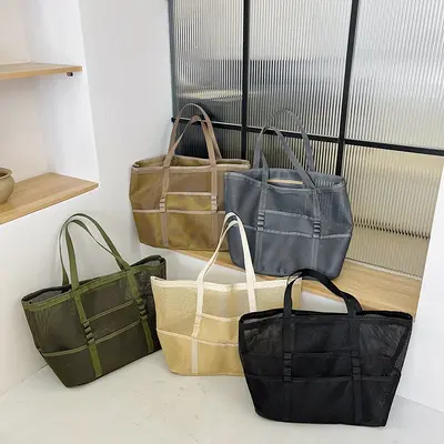 Große Netztasche als Einkaufs- und Sporttasche mit Schultergurt - 5