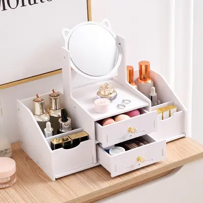 Drawer makeup mirror storage box, extra-large round mirror - 3