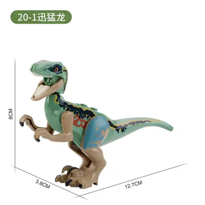 Dinosaur Building Block Set Compatible Baseplate Large and Small Pieces with Minifigure - 12