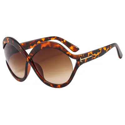 Oversized T-Frame Sunglasses, Round Frame, UV Protection Women's Style - 10