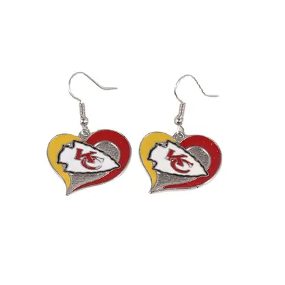 NFL Peach Heart Drop Oil 32 Sports Team Series Earrings with Cowboys, Steelers, Pirates, Seahawks and Other Team Logos
