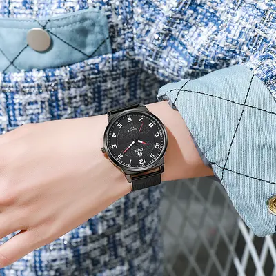 TikTok Kuaishou Aynı Stil Lise Öğrenci Süper İnce Erkek Saati Orta Öğrenci Moda İlkokul Son Sınıf İğneli Saat Yeni Konsept Erkek Saati - 7