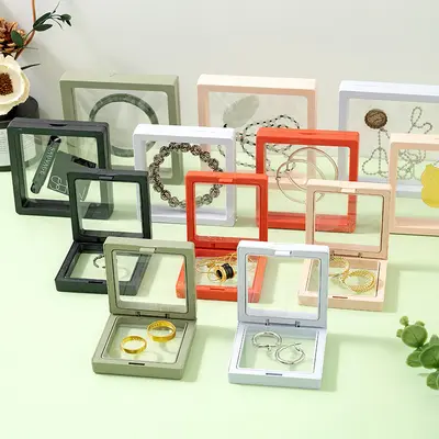 Best-selling in-stock dust-proof anti-oxidation jewelry packaging box ornament ring storage box transparent PE film suspension box