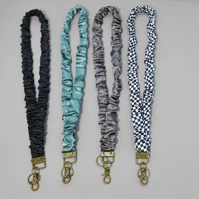 Amazon Stretchable Elastic Large Hair Tie Ruched Lanyard Long Strap ID Badge Work Lanyard Keychain - 5