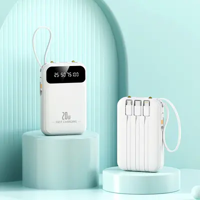 3C-zertifiziertes Mini-Powerbank 20000 mAh großer Kapazität, integriertes Kabel tragbare Stromquelle, Geschenkindividualisierung - 7