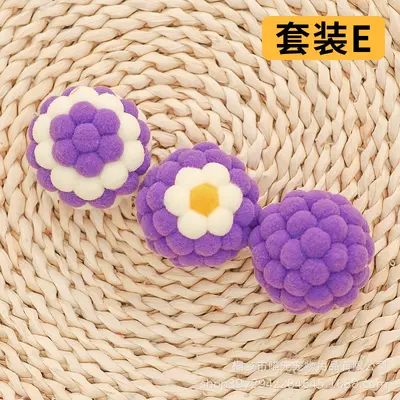 Colorful Plush Cat Toy Set with Large Bell Balls for Chewing - 11