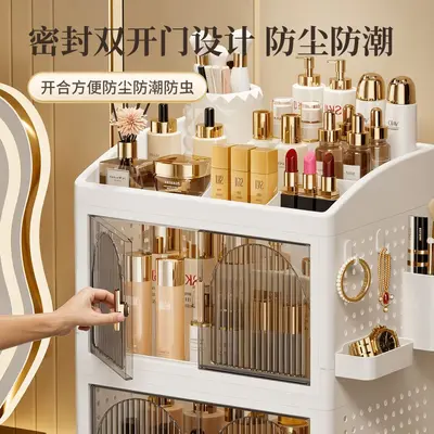 Desktop cosmetics storage box, foldable, large capacity