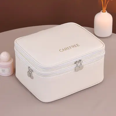 Double-Layer Large Makeup Bag, Portable Travel Cosmetic Organizer - 5