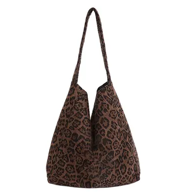 Women's Autumn Woollen Fabric Tote Bag with Single Shoulder Strap - 6