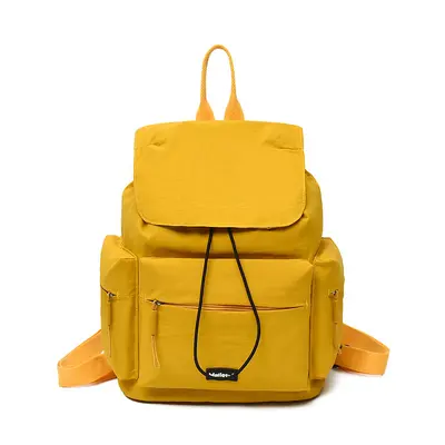 Retro Nylon Women's Drawstring Backpack, Solid Color - 7