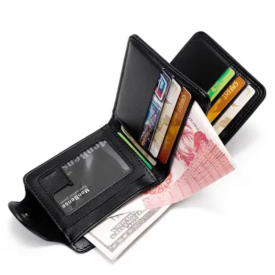 Men's Short Multifunctional Wallet, Retro Cartoon Design - 4