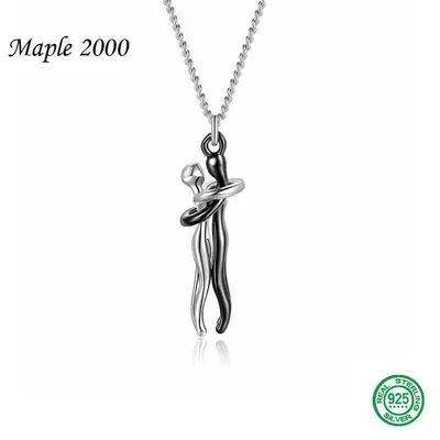 S925 Silber Partnerkette mit Umarmungsmotiv - 9