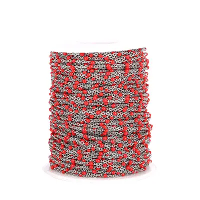 Stainless Steel Drip Oil Chain with Colored Enamel Beads for DIY - 7