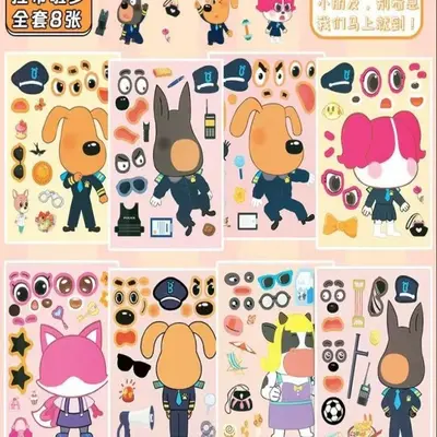 Labrador Sheriff Dress-Up Sticker Set for Kids, Reusable