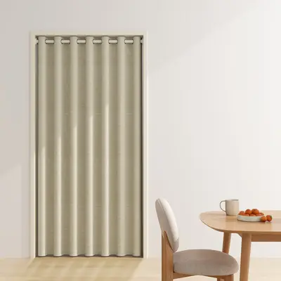 Blackout Door Curtain, Warm and Windproof Partition Curtain, Drill-Free Hanging - 13