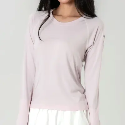 Autumn Round Neck Long Sleeve Running and Yoga Top, Nude Feel - 7