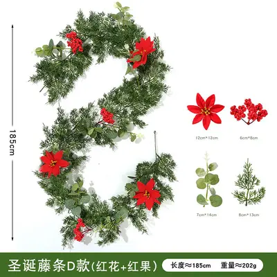 Christmas Garland Party Decoration, 2 m Artificial Pine Needle Greenery - 10