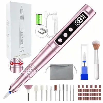 Nagelfeile-Set mit Nagelfräser, tragbar mit Akku, elektrischer Nagelschleifer, Nagelfräsgerät zum Entfernen und Bearbeiten von Nägeln