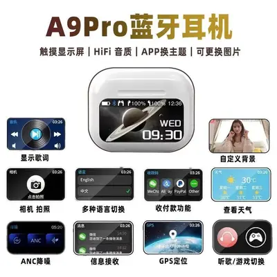 Huaqiangbei LED-Anzeige mit App, kompatibel mit Apple, intelligente Farbbildschirm, Lagereingangskopfhörer, aktive Geräuschunterdrückung, kabelloses Bluetooth-Headset
