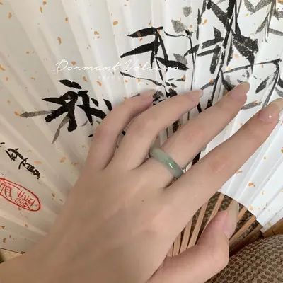 天然桃花酿素圈戒指小红书爆款ins金丝玉甜美手环简约闺蜜款圆环 - 8
