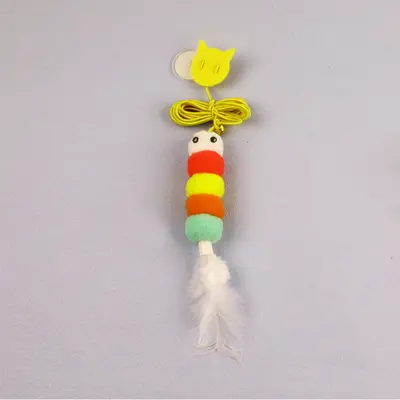 Yeni asılı kedi teaser çubuğu, geri çekilebilir kapı asılı elastik ip, tüy kendi kendine zevk ve can sıkıntısı giderici eser, popüler kedi alay oyuncağı - 7