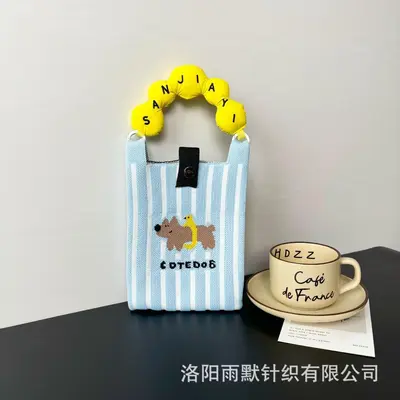 Yeni kadın sevimli mini çanta, çok yönlü ve modaya uygun cep telefonu çantası, karikatür örgü çanta, omuz çantası, çapraz çanta - 8