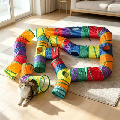 Rainbow Cat Tunnel Three-Way Cat Toy