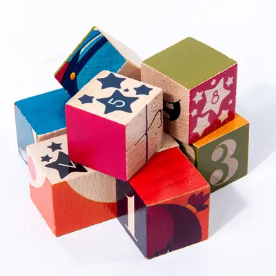 Montessori Tin Box Educational Toy Ages 2-6 with Wooden Puzzle and Cube - 5