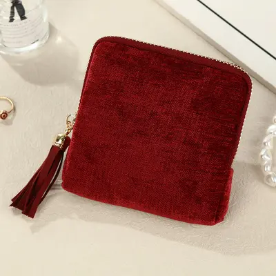 Square Jewelry Storage Pouch with Tassel Zipper, Portable Travel Bag - 12
