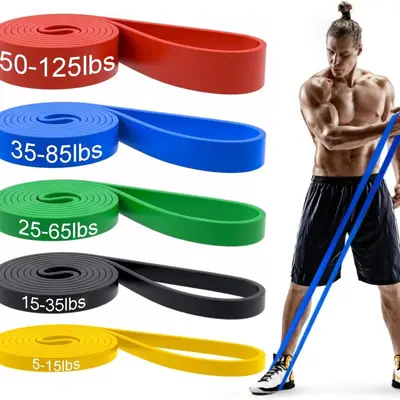 5 Seviye Direnç Doğal Lastik Egzersiz Bandı Seti Fitness Antrenman Çekme Bandı