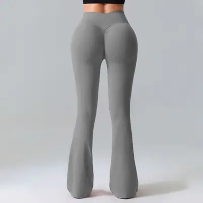 Women's High Waist Micro Flare Yoga Pants with Peach Lift - 4