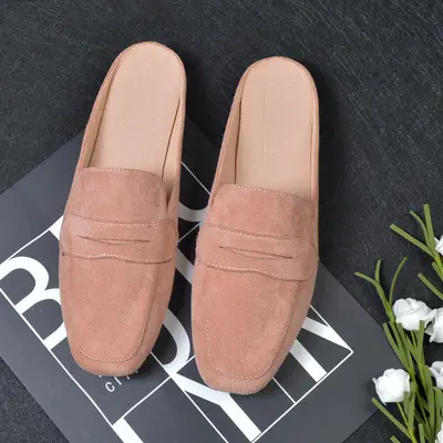 Women's Flat Half Slippers with Square Toe, Casual Mules Shoes, Plus Size 41-44 - 9