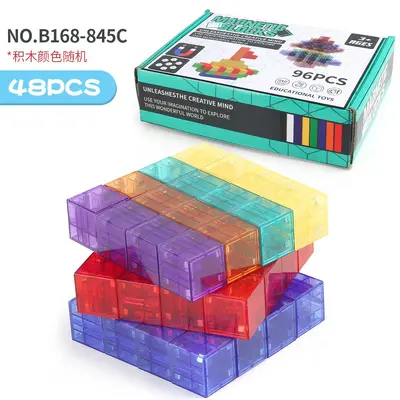 Manyetik 2 cm kare blok yapı seti, DIY küp, eğitici birleştirme oyuncağı - 8