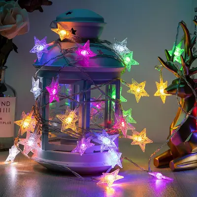 Solar LED String Lights, Star and Crystal Design for Camping Tents and Gardens - 10
